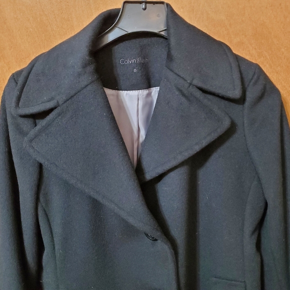 Calvin Klein 8 Black Wool Coat - Picture 3 of 5